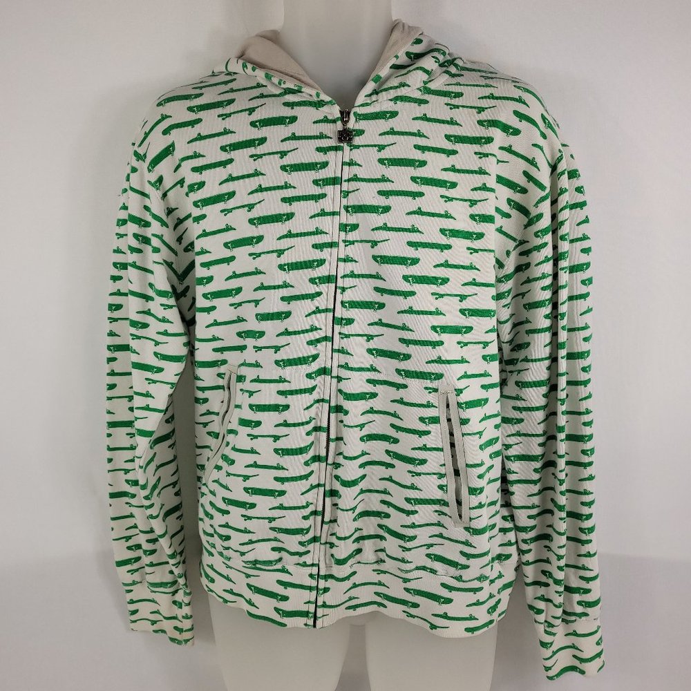 DC Shoes Full-Zip Skateboard Print Hoodie Sweatshirt Mens Medium